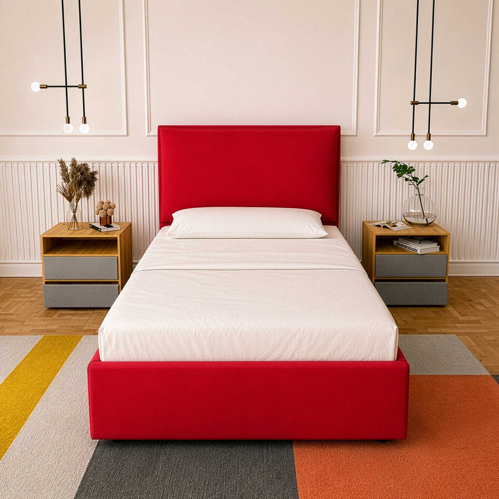 Lit coffre queen size en tissu Licia XL