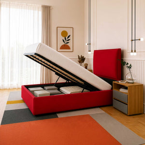 Letto contenitore una piazza e mezza in tessuto Licia XL