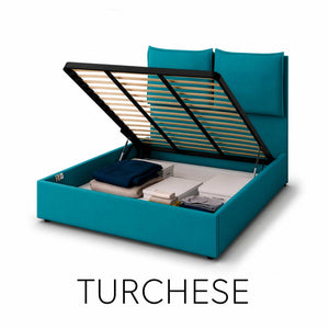 Double storage bed in Licia XL fabric