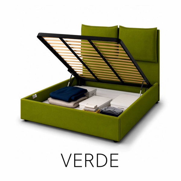 Double storage bed in Licia XL fabric