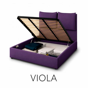 Double storage bed in Licia XL fabric