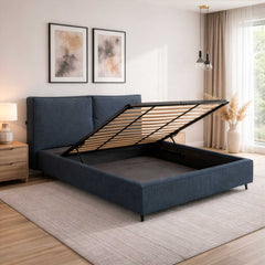 Malika upholstered storage bed with removable cover