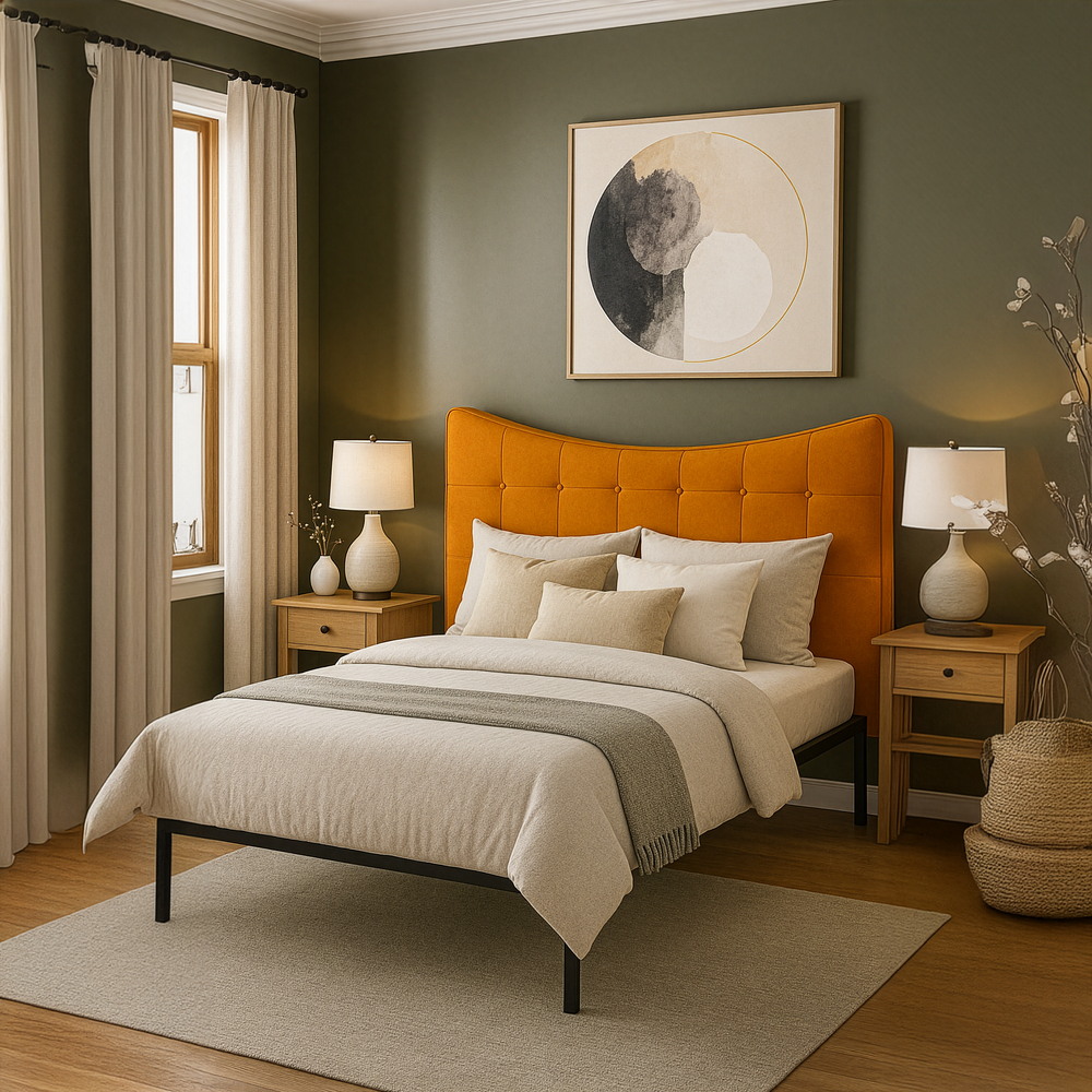 Tête de lit double en tissu rembourré Moon