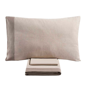 Baldiflex completo letto in puro cotone Aida con lenzuola e federe con balza crema