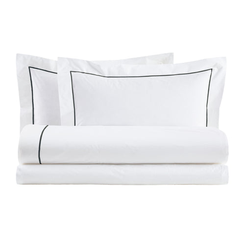 Baldiflex completo letto in percalle di puro cotone con bacchetta kira con lenzuola e federe grigio scuro