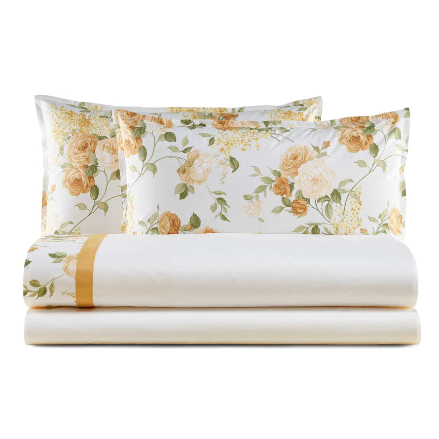 Baldiflex completo letto in percalle cotone stampato Leila Eko con lenzuola e federe blu