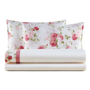 Baldiflex completo letto in percalle cotone stampato Leila Eko con lenzuola e federe rosso