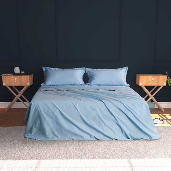 Baldiflex completo letto con lenzuola e federe celeste