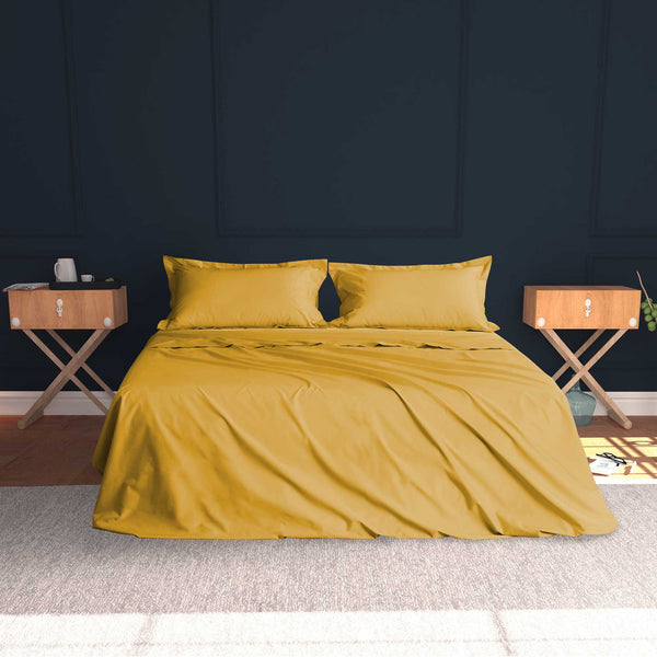 Baldiflex completo letto con lenzuola e federe giallo senape