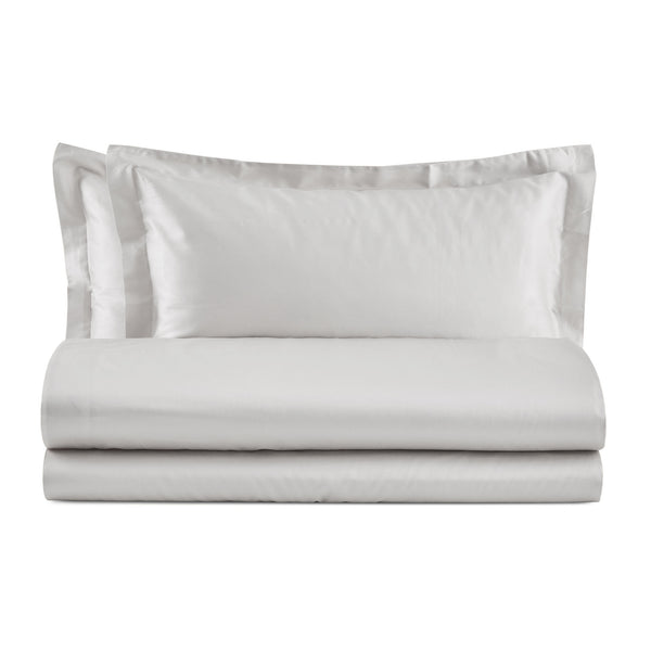 Baldiflex completo letto in raso con lenzuola e federe grigio chiaro