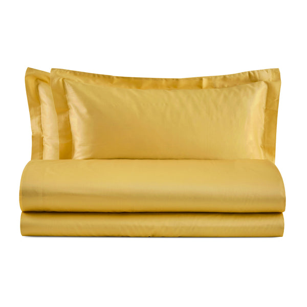 Baldiflex completo letto in raso con lenzuola e federe senape