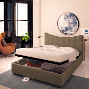 Baldiflex letto contenitore king size in ecopelle Moon grigio talpa