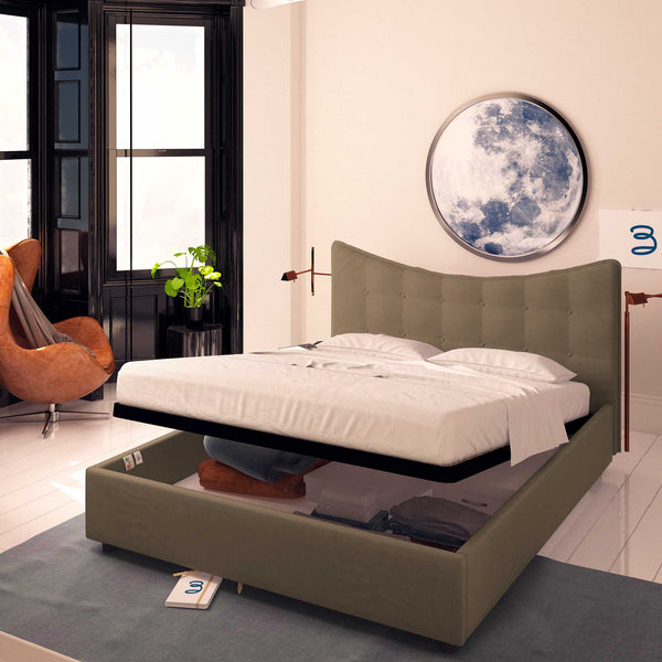 Baldiflex letto contenitore king size in ecopelle Moon grigio talpa