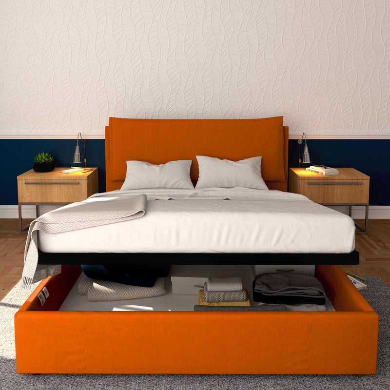 Baldiflex letto contenitore king size in ecopelle sfoderabile Giuliano arancione