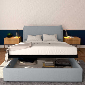 Baldiflex letto contenitore king size in ecopelle sfoderabile Giuliano grigio chiaro