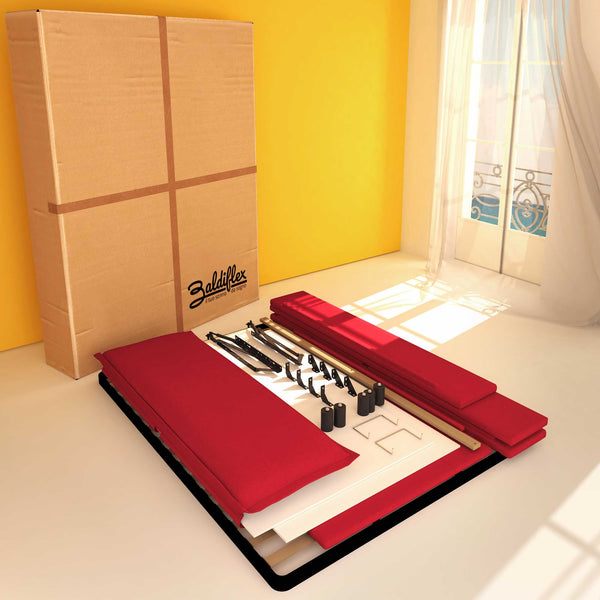 Baldiflex letto contenitore king size in ecopelle sfoderabile Giuliano rosso