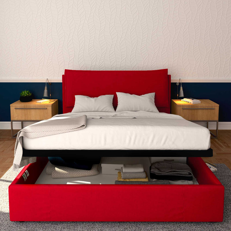 Baldiflex letto contenitore king size in ecopelle sfoderabile Giuliano rosso