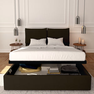 Baldiflex letto contenitore king size in ecopelle sfoderabile Licia marrone scuro