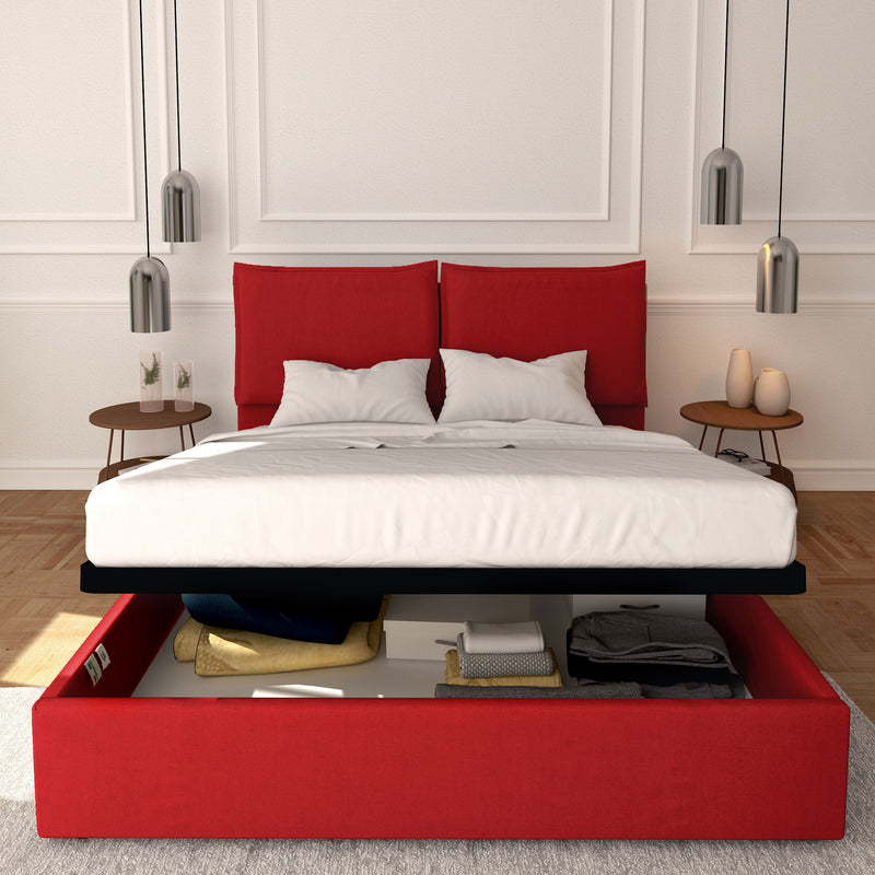 Baldiflex letto contenitore king size in ecopelle sfoderabile Licia rosso