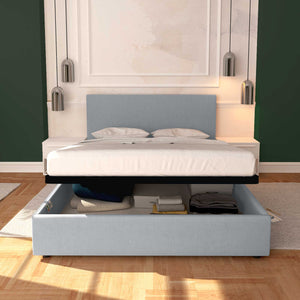 Baldiflex letto contenitore king size in ecopelle sfoderabile Rossano grigio chiaro