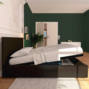 Baldiflex letto contenitore king size in ecopelle sfoderabile Rossano marrone scuro