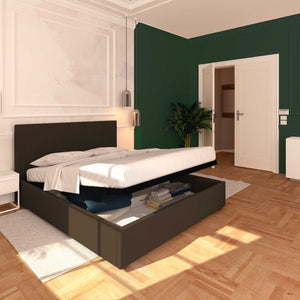 Baldiflex letto contenitore king size in ecopelle sfoderabile Rossano marrone scuro