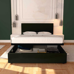 Baldiflex letto contenitore king size in ecopelle sfoderabile Rossano nero