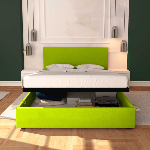 Baldiflex letto contenitore king size in ecopelle sfoderabile Rossano verde mela