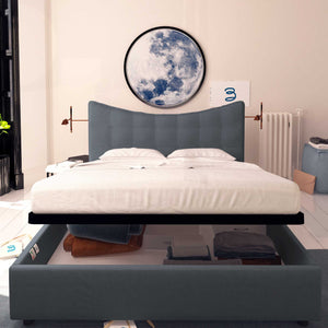 Baldiflex letto contenitore king size in tessuto Moon giallo grigio antracite