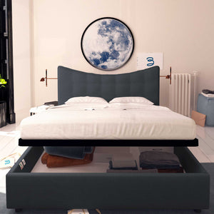 Baldiflex letto contenitore king size in tessuto Moon grigio grafite