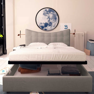 Baldiflex letto contenitore king size in tessuto Moon grigio