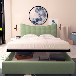 Baldiflex letto contenitore king size in tessuto Moon verde menta