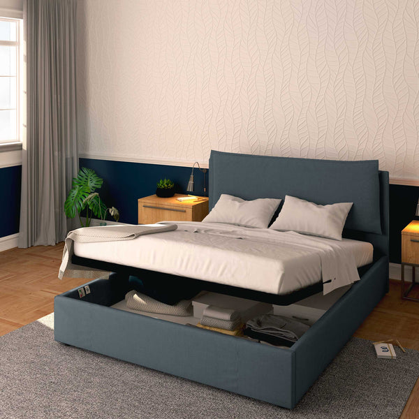 Baldiflex letto contenitore king size in tessuto sfoderabile Giuliano grigio antracite