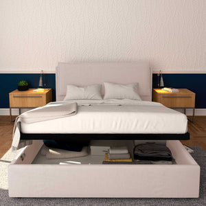 Baldiflex letto contenitore king size in tessuto sfoderabile Giuliano grigio chiaro