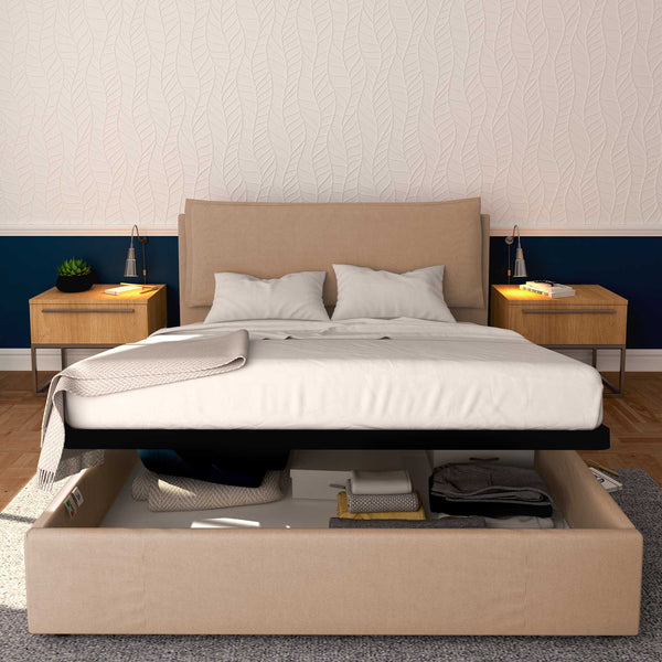 Baldiflex letto contenitore king size in tessuto sfoderabile Giuliano grigio talpa