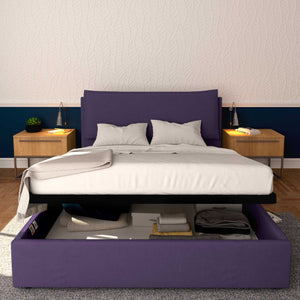 Baldiflex letto contenitore king size in tessuto sfoderabile Giuliano viola