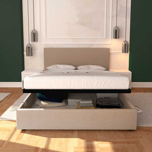 Baldiflex letto contenitore king size in tessuto sfoderabile Rossano grigio talpa