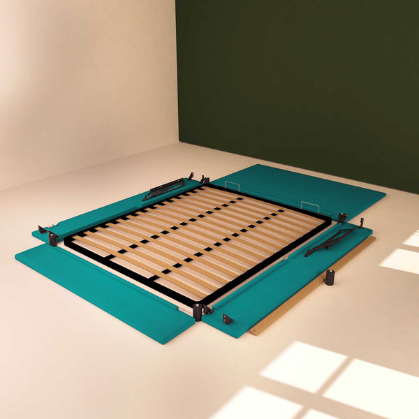 Baldiflex letto contenitore king size in tessuto sfoderabile Rossano turchese