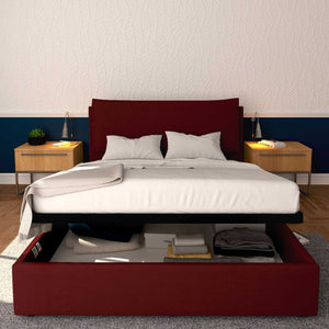 Baldiflex letto contenitore matrimoniale in ecopelle sfoderabile Giuliano bordeaux
