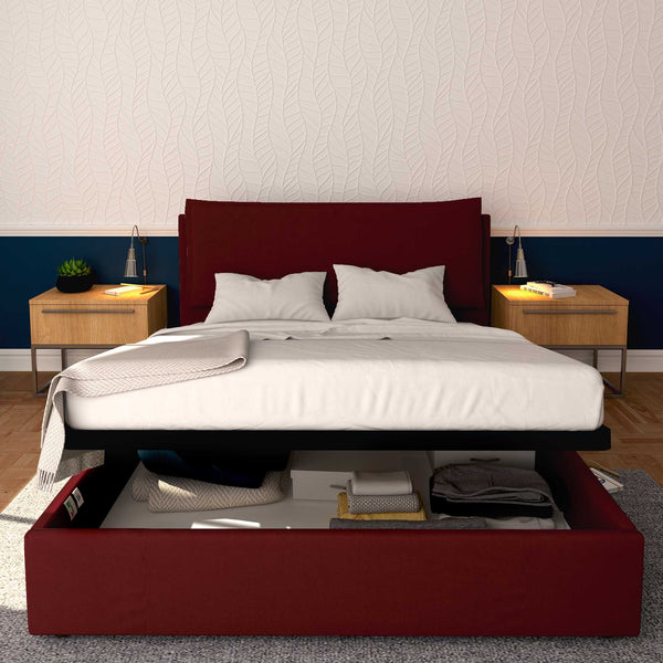 Baldiflex letto contenitore matrimoniale in ecopelle sfoderabile Giuliano bordeaux