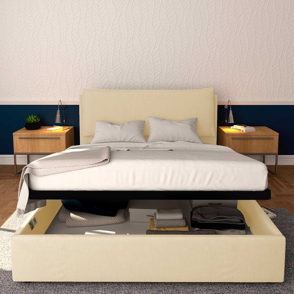 Baldiflex letto contenitore matrimoniale in ecopelle sfoderabile Giuliano crema