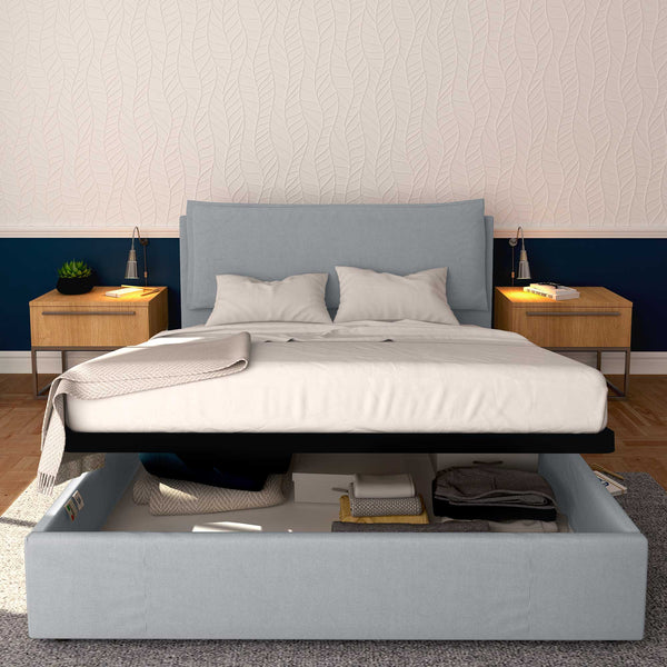 Baldiflex letto contenitore matrimoniale in ecopelle sfoderabile Giuliano grigio chiaro