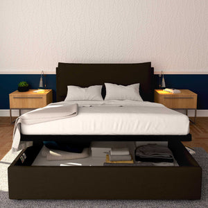 Baldiflex letto contenitore matrimoniale in ecopelle sfoderabile Giuliano marrone scuro