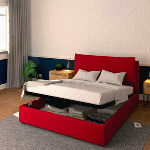 Baldiflex letto contenitore matrimoniale in ecopelle sfoderabile Giuliano rosso