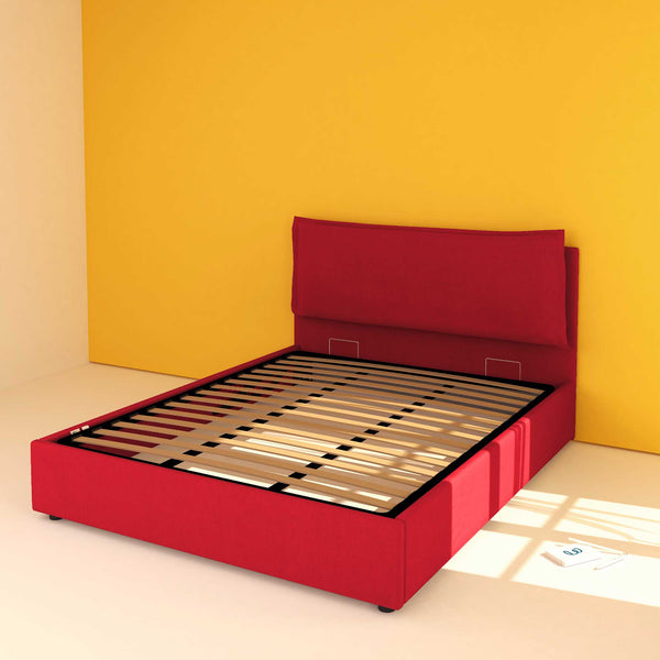 Baldiflex letto contenitore matrimoniale in ecopelle sfoderabile Giuliano rosso