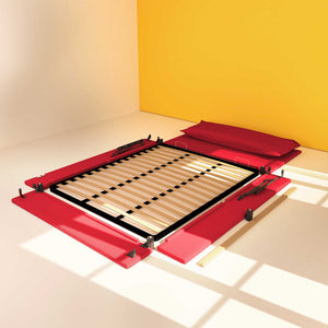 Baldiflex letto contenitore matrimoniale in ecopelle sfoderabile Giuliano rosso