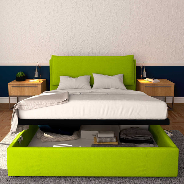 Baldiflex letto contenitore matrimoniale in ecopelle sfoderabile Giuliano verde mela