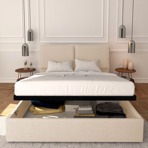 Baldiflex letto contenitore matrimoniale  in ecopelle sfoderabile Licia bianco