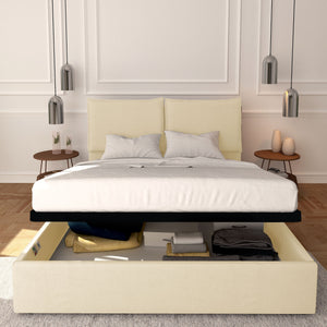 Baldiflex letto contenitore matrimoniale in ecopelle sfoderabile Licia crema