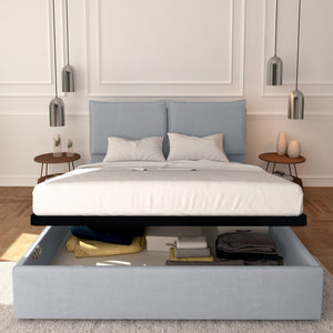 Baldiflex letto contenitore matrimoniale in ecopelle sfoderabile Licia grigio chiaro